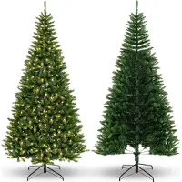 GIANTEX 240cm Künstlicher Eck-Weihnachtsbaum mit 360 LEDs, Tannenbaum mit 1137 Zweigspitzen & Metallständer, Christbaum aus PVC, Schnellaufbau Klappsystem