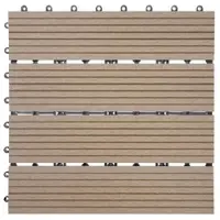 Proregal BERLINLODGE WPC Bodenfliese | 11x je BxT 30x30cm = 1qm | Holzoptik Balkon/Terrasse | Basis | Teak linear