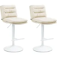 CLP 2er Set Barhocker Damar Kunstleder weiß creme