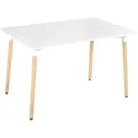 Beliani Esstisch Weiß Holzbeine 120 x 80 cm Rechteckig skandinavischer Stil