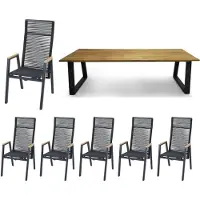 Siena Garden CLEMENTO/Darlington/Bologna Gartenmöbel-Set 7tlg Teak/Anthrazit