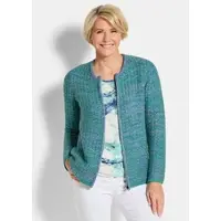 Goldner Strukturjacke mit Rollband in türkis / gemustert | Gr.: 44