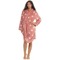 Normann Copenhagen Bademantel Sterne Morgenmantel Coralfleece - 51266 in rosa | Gr.: 40-42