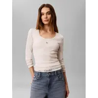 Calvin Klein Jeans Langarmshirt "LS WOVEN LABEL 2X2 RIB SCOOP NEC" Mit Rundhalsausschnitt, regular fit