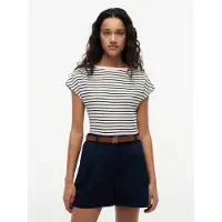 Tommy Hilfiger Gold-tone Button Boat Neck T-shirt Breton Calico/dark Night Größe: M | Hemden Outlet | Damen | Schwarz
