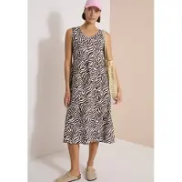 Cecil Midikleid V-Ausschnitt, abstrahierter Zebraprint, V-Ausschnitt, Sommerkleid