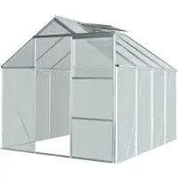 GreenYard Aluminium Gewächshaus mit Dachfenster "Boston", ca. 250 x 190 x 193 cm - Silber
