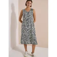 Cecil Midikleid V-Ausschnitt, abstrahierter Zebraprint, V-Ausschnitt, Sommerkleid