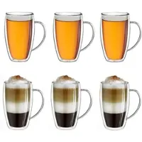 Creano Doppelwandige Gläser S-HH mit Henkel 400ml im 6er Set mit Thermoeffekt, Glas 492 | Gr.: onesize