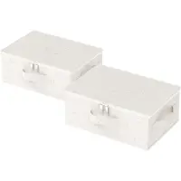 Famanu Aufbewahrungsboxen Set 2 Stück - Faltbar mit Deckel und Griffen für Kleidung, Schuhe und Decken