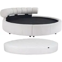 Vente-unique Rundes Bett 220 x 220 cm - Bukla - Weiß + Matratze - ROGILA