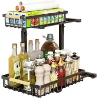 Markenlos Unterbauschrank Organizer mit Rollen, höhenverstellbar, Metall, schwarz