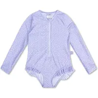 Swim Essentials Langärmliger UV-Schutzanzug, Lila Leopard, 98-104