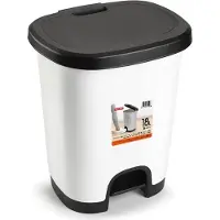 PlasticForte Kunststoff Forte COLOR Papierkorb 18 L WHITE-BLACK ohne Liner mit Pedal