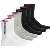 FC Barcelona Kinder Socken, 7er Pack - Tennis Socks, Schriftzug-Logo, Baumwollmischung, einfarbig