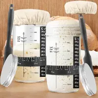 Famanu 2er Set 24 oz Gärgefäße mit Deckel - inkl. Thermometer und Silikon-Schaber