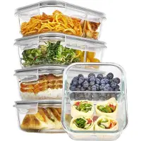 Famanu Glas Mealprep Dosen, Glasbehälter mit Deckel, geeignet für Mikrowelle, Ofen, Gefrierfach und Geschirrspüler