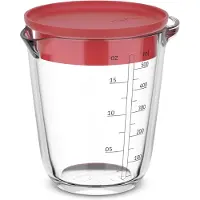 Mepal Messbecher Chef It Glas 500 ml mit Deckel - coral