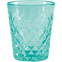 Zafferano Tumbler Balloton aus mundgeblasenem Glas, Reliefarbeit, meergrüne Farbe, 6-teiliges Set, Fassungsvermögen 35 cl, Höhe 9,6 cm
