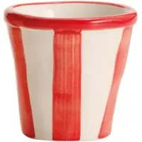 Zafferano Safranfarbenes 6-teiliges Gläserset, Lido-Kollektion, gestreiftes Modell, handgefertigt in Civita Castellana, rote Farbe, für Kaffee und Desserts