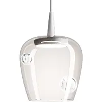 Zafferano Pendelleuchte Bilia 230V LED 8W aus mundgeblasenem Borosilikatglas, Durchmesser 18 cm, transparent weiß, modernes Design
