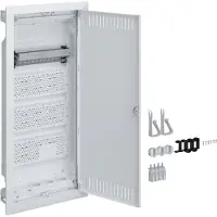 Hager Hohlwandverteiler VH48NW volta Multimedia IP30 Kunststoff Unterputz 4-reihig mit geschlitzer Stahlblechtür weiß BxHxT 314x721x90 mm