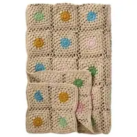 Ib Laursen Häkelplaid Blumenwiese aus Baumwolle in natur | Gr.: onesize