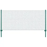 vidaXL Maschendrahtzaun mit Pfosten Stahl 25 x 1 m Grün
