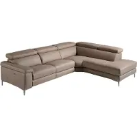 ANGEL CERDA SL Angel Cerdá Relaxsofa mit rechter Chaiselongue in Leder Taupe 6043