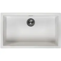Pure.Sink Weiße große Spüle 70x40 cm Unterbau, Aufsatz und Flacheinbau mit Gun Metal Stöpsel 1208970520.