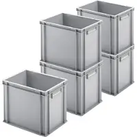 BRB-Lagertechnik 5 Eurobehälter mit 2 Griffleisten, LxBxH 400x300x320 mm, grau