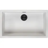 Pure.Sink Weiße große Spüle 70x40 cm Unterbau, Aufsatz und Flacheinbau mit Mattschwarzem Stöpsel 1208970519