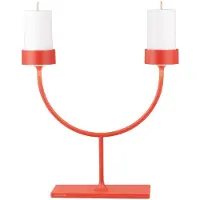 Zafferano Perpetua Doppel-LED-Tischleuchte, kabellos, wiederaufladbar, Rotlicht, CRI 90, IP54 für innen & außen, zwei Arme, modernes ikonisches Design.