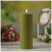Deluxe Home Art LED Kerze MIA für Innen/Außen flackernd H: 20cm D: 7,5cm in grün | Gr.: onesize