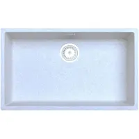 Pure.Sink Küchenspüle 70x40 cm sandweiß Unterbau, Aufbau weiße Plug