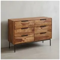 KADIMA DESIGN Kommode 117x80x42 cm Sheesham Massivholz / Metall Schubladenkommode, Industrial Sideboard Kommodenschrank Holz Modern, Standschrank Anrichte Wohnzimmer