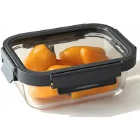 Markenlos Aufbewahrungsbox mit Deckel, luftdicht, 640 ml, Glasbehälter mit Kunststoffrahmen, ideal für Kühlschrank oder Backofen