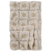 Ib Laursen Plaid gehäkelt aus Baumwolle in creme | Gr.: onesize