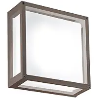 Zafferano Moderne quadratische Wand- und Deckenleuchte (25 x 25 cm) aus Aluminium-Druckguss in Corten-Farbe, Schutzart IP54, E27-Fassung für den Außenbereich