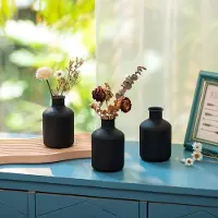 Famanu Set von 3 Metallväschen, zylindrisches Design, schwarz, für Trockenblumen oder Kunstblumen, moderne Dekoration für Wohnräume und Küche