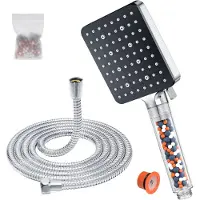 Famanu Handbrause mit Filter und 1,6 m Schlauch, 6 Strahlarten, wassersparend, Chrom