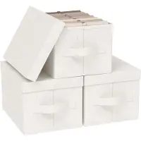 Famanu Aufbewahrungsbox Set 3 faltbare Stoffboxen mit Deckel - groß, für Haus und Büro
