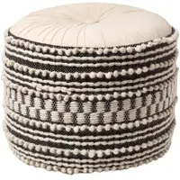 Homescapes POUF Priya schwarz-weiß im Boho-Stil, 40/40/50 cm