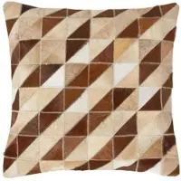 Homescapes PATCHWORK-KISSEN Fell & Leder 45/45 cm geometrisch