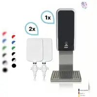 Blanc HYGIENIC SET: Schaumseifenspender SENSOR Cosmos (berührungslos) +2x1L Schaumseife mild+ Edelstahlhalterung mit Auffangschale Wandmontage