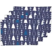 Homescapes TISCHSET Winterland 4er-Set, blaue Platzsets Weihnachten 30/45 cm