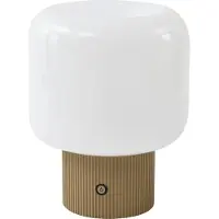 LUCANDE LED Tischlampe Katrin Palme , dimmbar, creme / amber, für Wohn- / Esszimmer, Glas, Modern, LED Tischlampe