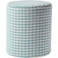 Homescapes SITZPOUF Vichy-Karo blau, Hocker rund 40/40/42 cm