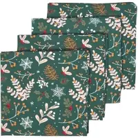 Homescapes WEIHNACHTSSERVIETTEN Weihnachtswald, 4er-Set grüne Stoffservietten 45/45 cm