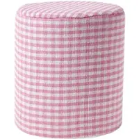 Homescapes SITZPOUF Vichy-Karo rosa, Hocker rund 40/40/42 cm